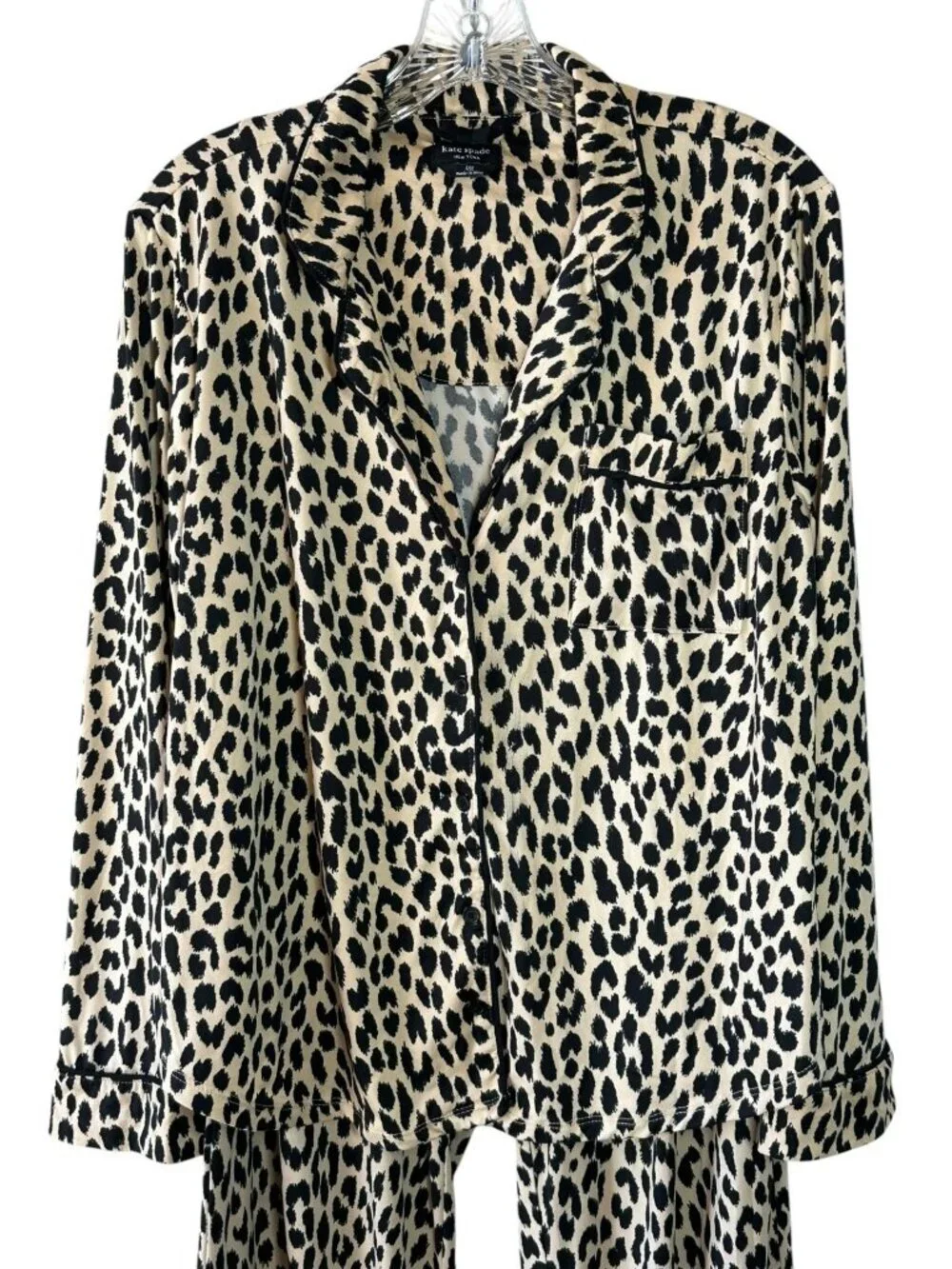 Kate Spade New York Leopard Print Pajama Set Women's Large Lounge Sleepwear